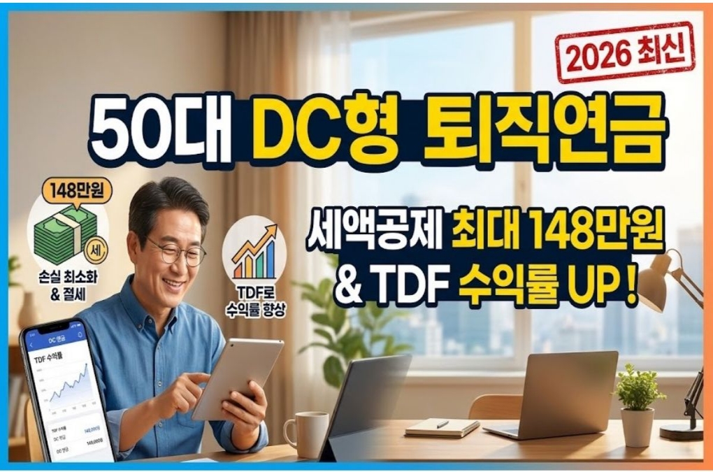 50대 DC형 퇴직연금, 세액공제 148만원 받고 TDF로 수익률 높이는 방법 [2026 최신]