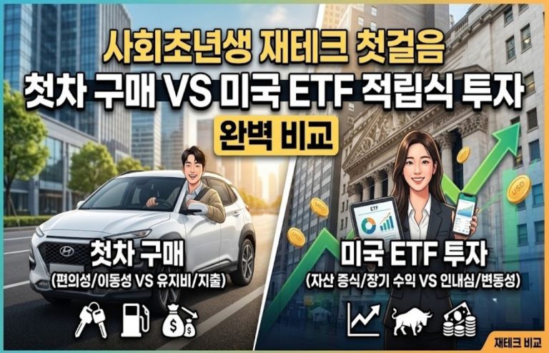 사회초년생 재테크 첫걸음 — 첫차 구매 vs 미국 ETF 적립식 투자 완벽 비교