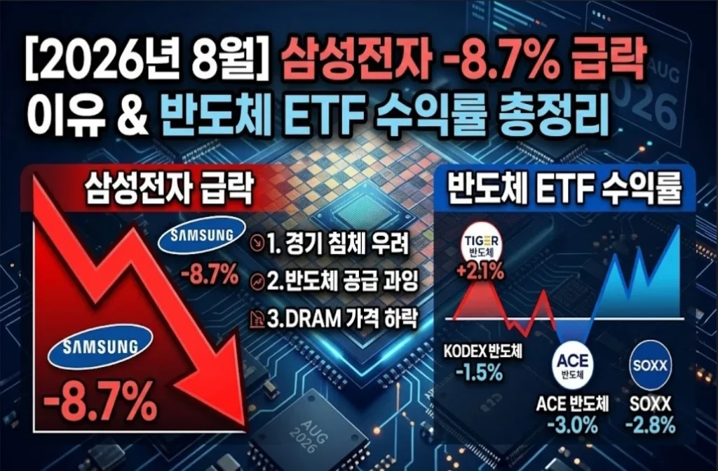 [2026년 8월] 삼성전자 -8.7% 급락 이유와 반도체ETF 수익률 총정리