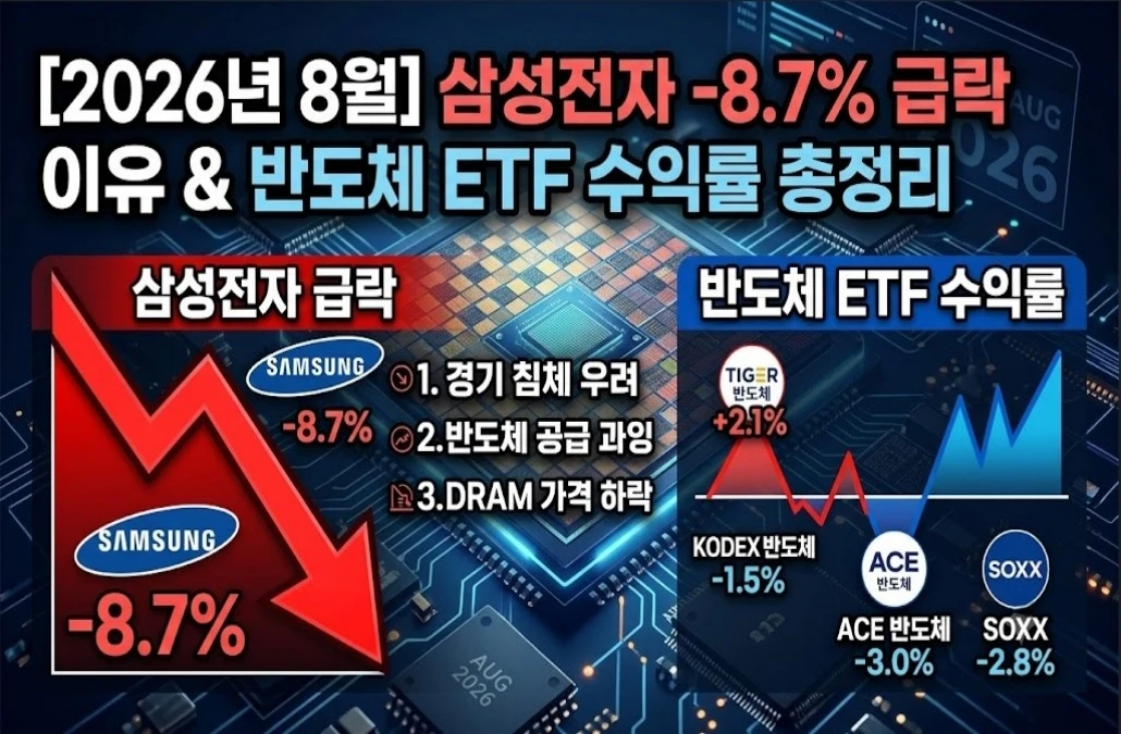 [2026년 8월] 삼성전자 -8.7% 급락 이유와 반도체ETF 수익률 총정리