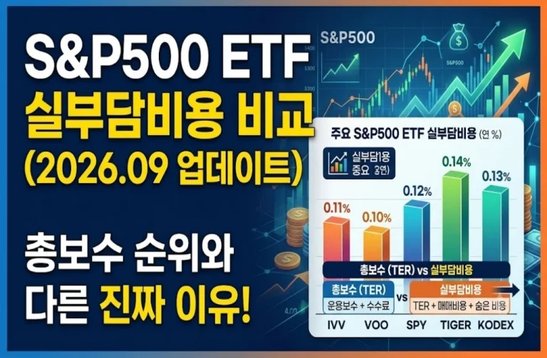 S&P500 ETF 실부담비용 비교(2026.09 업데이트), 총보수 순위와 다른 이유