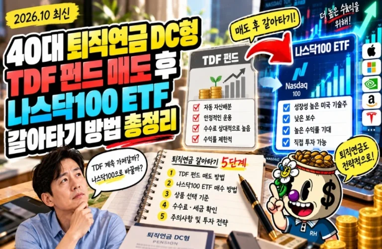 40대 퇴직연금 DC형 TDF 펀드 매도 후 나스닥100 ETF 갈아타기 방법 총정리 (2026년 10월 최신)