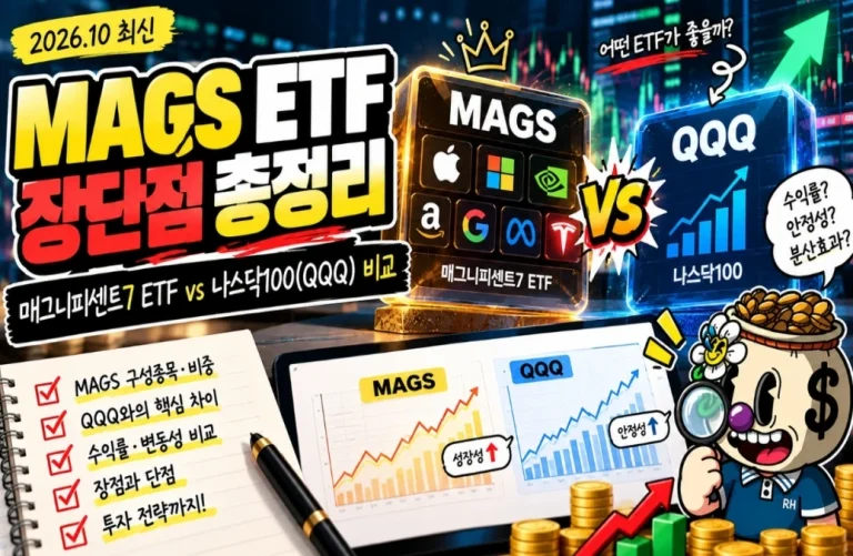 MAGS ETF 장단점 총정리｜매그니피센트7 ETF vs 나스닥100(QQQ) 비교 (2026년 10월)