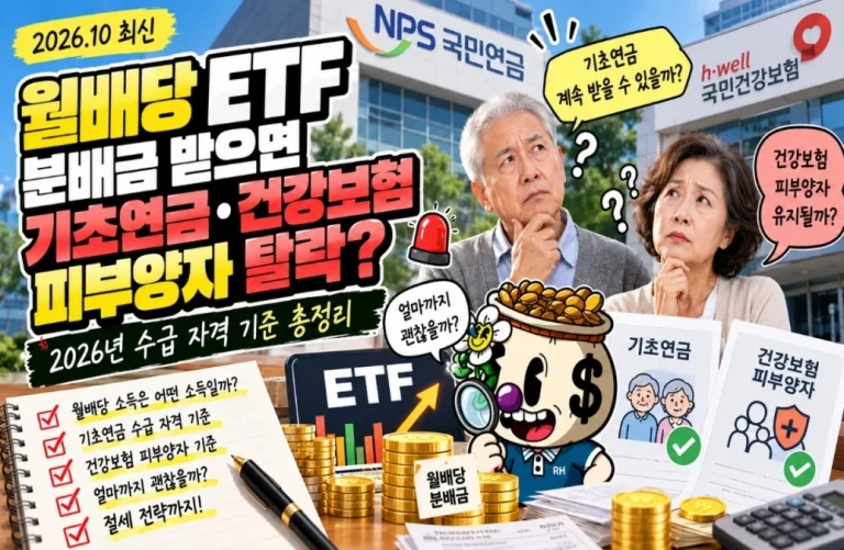 월배당 ETF 분배금 받으면 기초연금·건강보험 피부양자 탈락? 2026년 수급 자격 기준 총정리