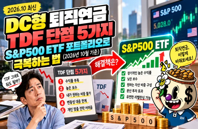 DC형 퇴직연금 TDF 단점 5가지, S&P500 ETF 포트폴리오로 극복하는 법 (2026년 10월 기준)